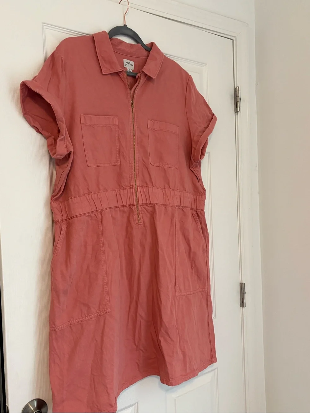 EUC - J. Crew Coral Zip-Up Utility Shirt Dress